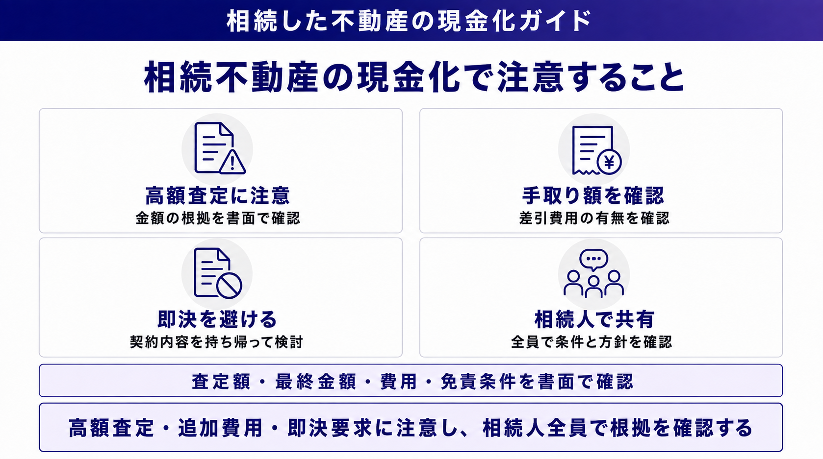相続不動産の現金化で注意すること