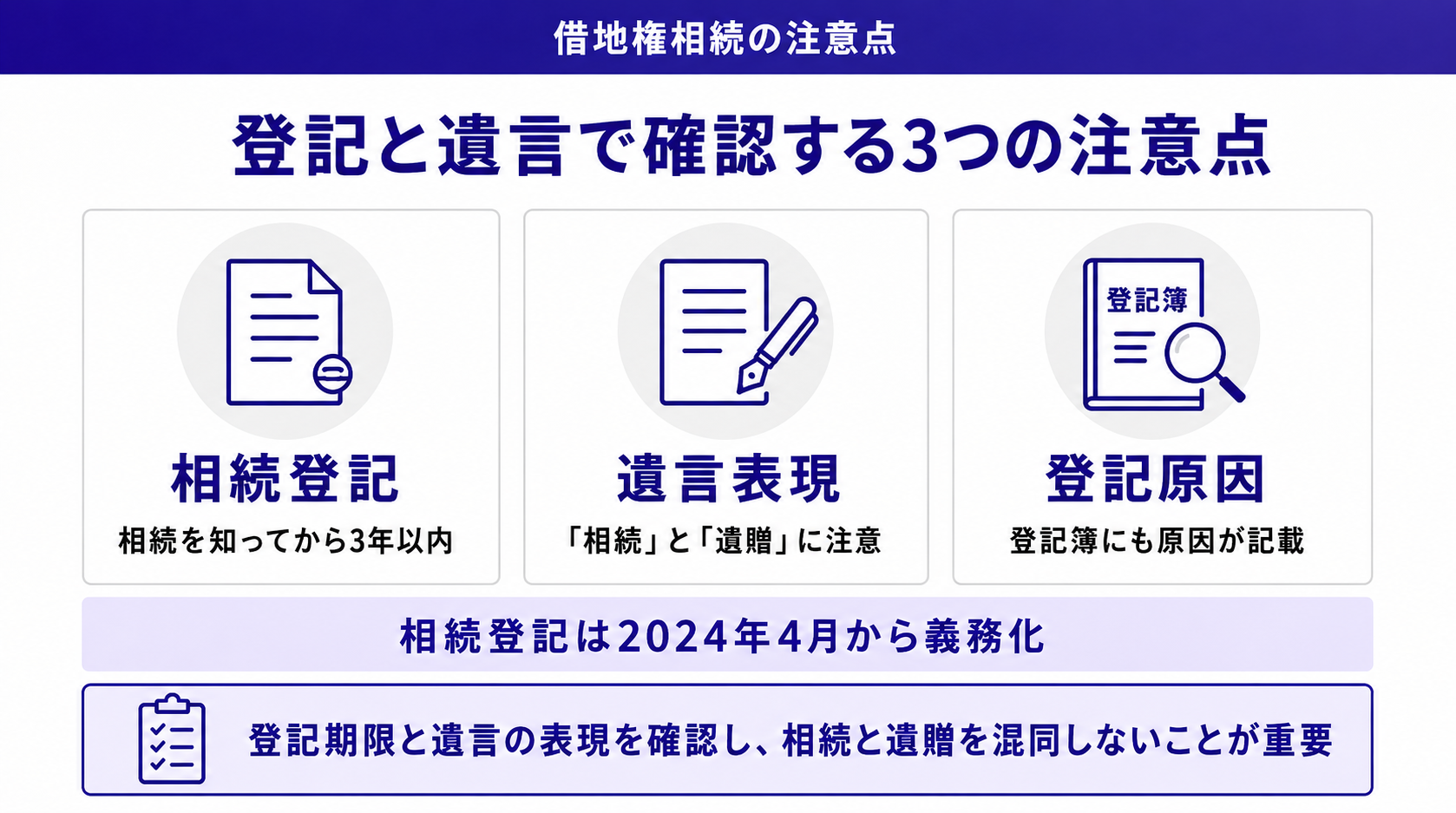 登記と遺言で確認する3つの注意点