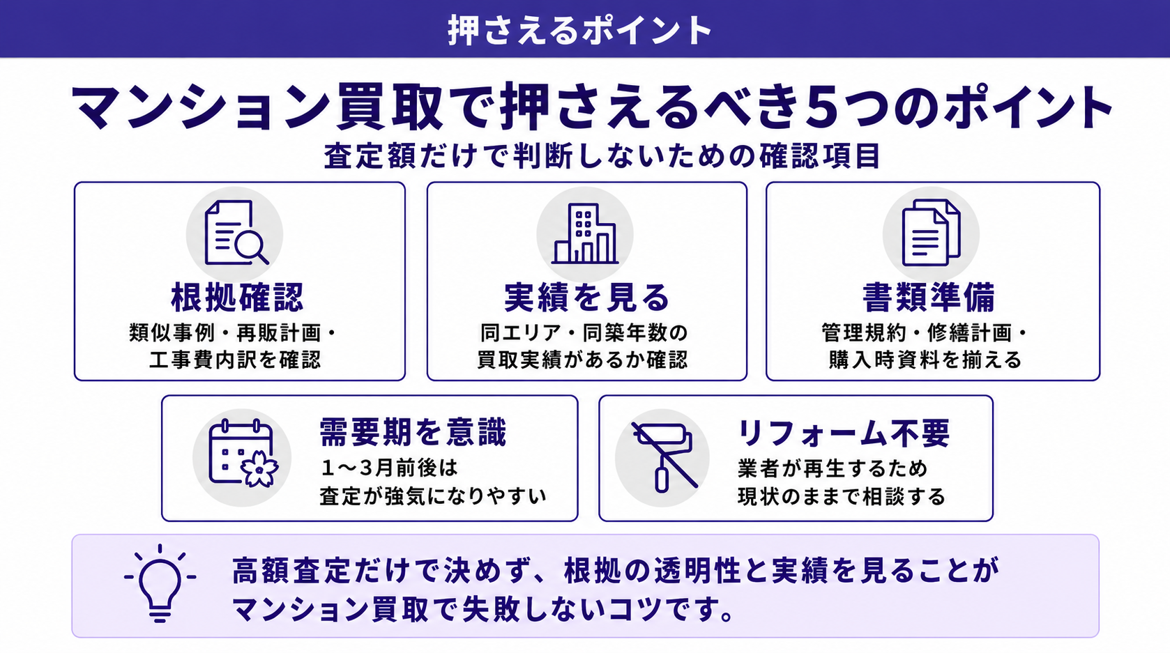 マンション買取で押さえるべき5つのポイント