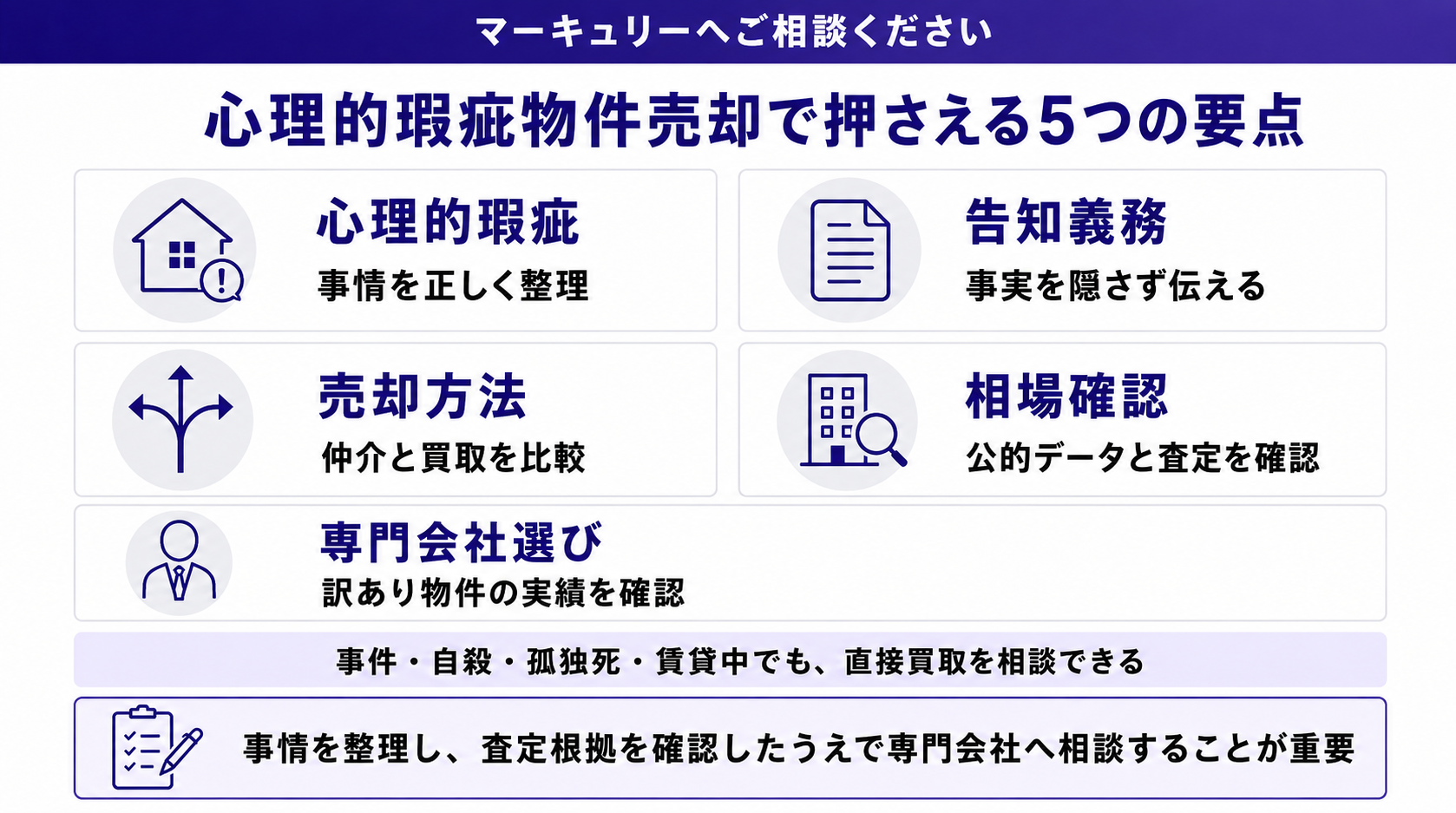 心理的瑕疵物件の売却で押さえる5つの要点
