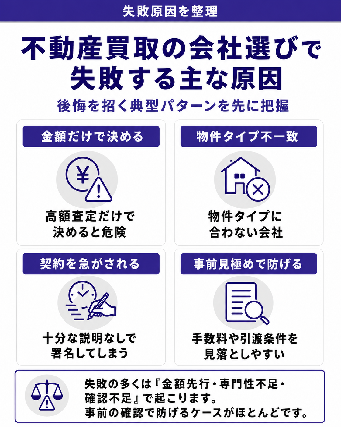 不動産買取の会社選びで失敗する原因