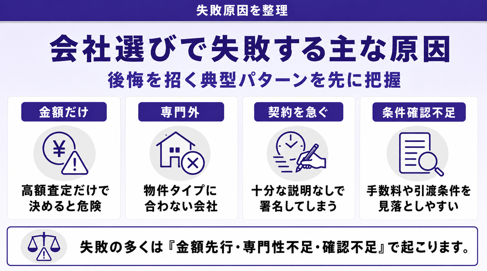 不動産買取の会社選びで失敗する原因